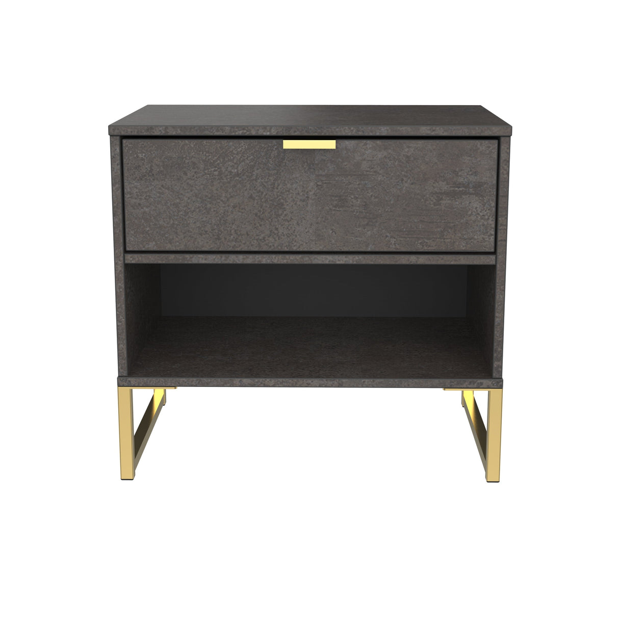 Diego 1 Drawer Bedside with Gold Frame - Welcome Furniture