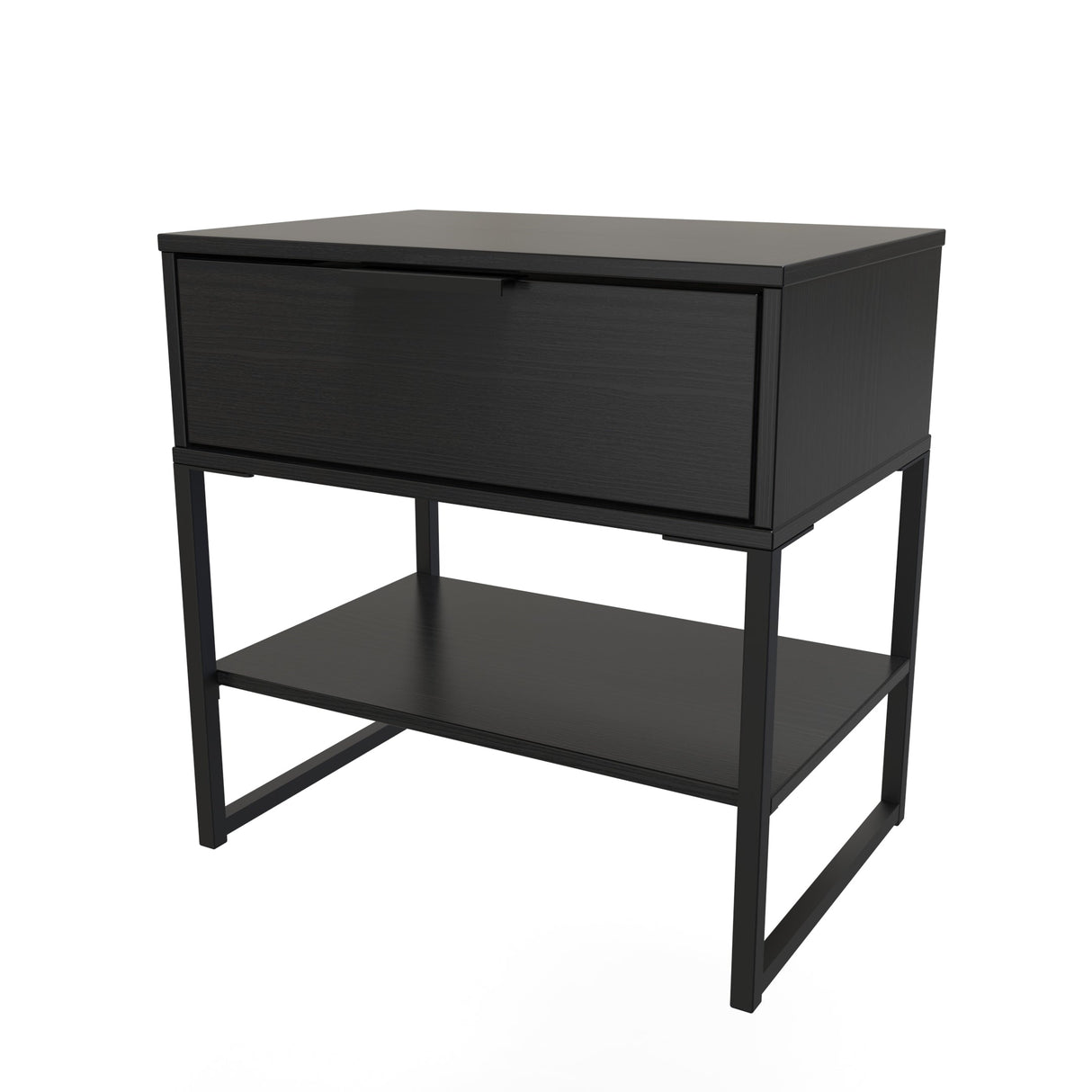 Diego 1 Drawer Midi Bedside Cabinet with Black Frame Legs - Welcome Furniture