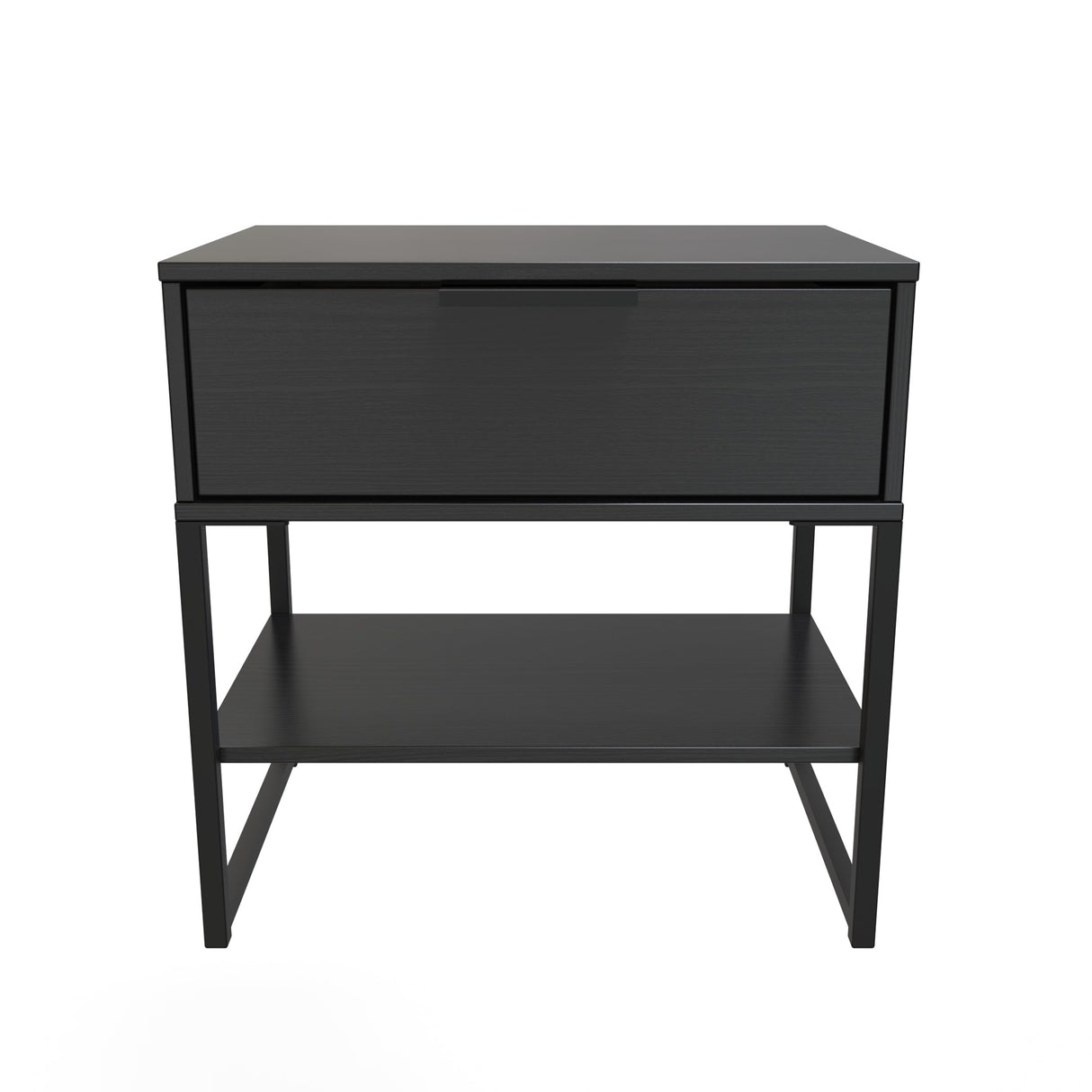 Diego 1 Drawer Midi Bedside Cabinet with Black Frame Legs - Welcome Furniture