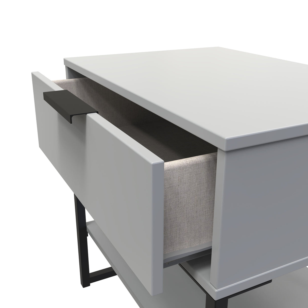 Diego 1 Drawer Midi Bedside Cabinet with Black Frame Legs - Welcome Furniture