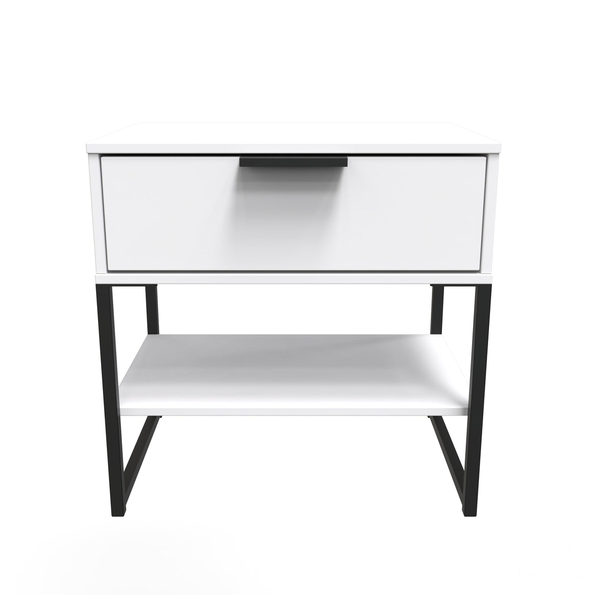 Diego 1 Drawer Midi Bedside Cabinet with Black Frame Legs - Welcome Furniture