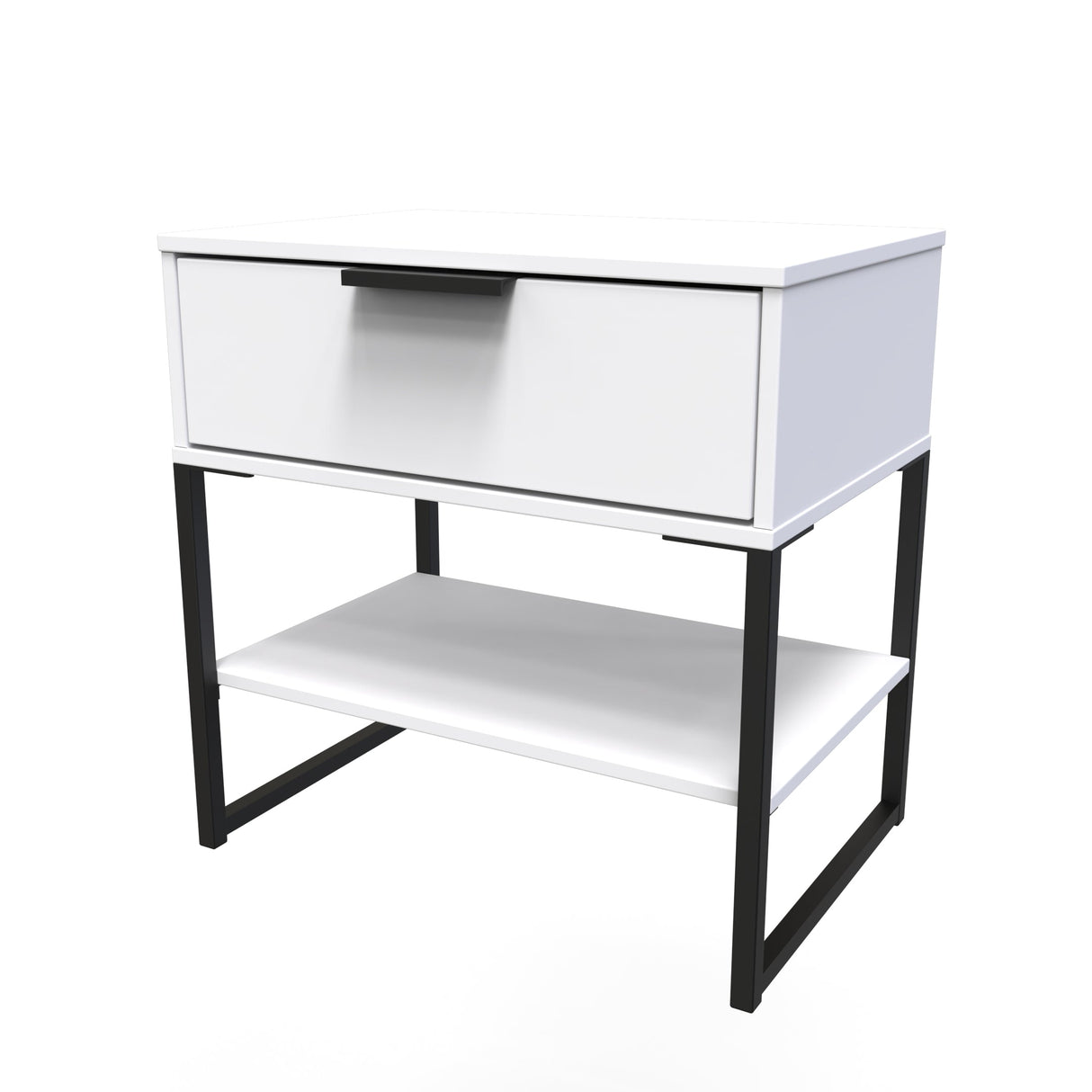 Diego 1 Drawer Midi Bedside Cabinet with Black Frame Legs - Welcome Furniture