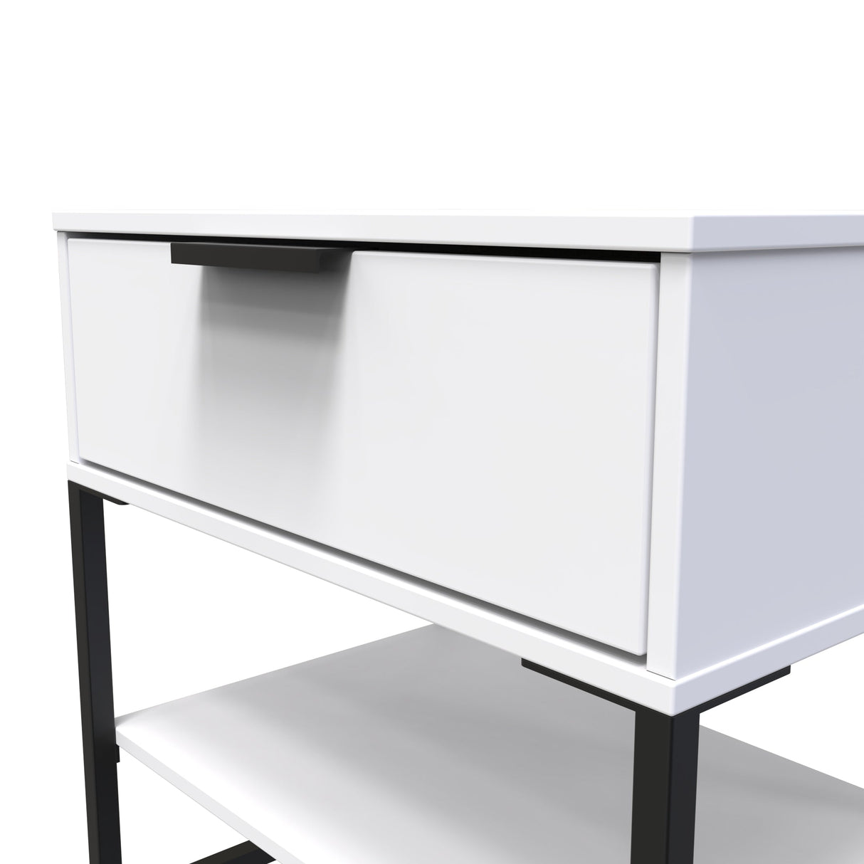 Diego 1 Drawer Midi Bedside Cabinet with Black Frame Legs - Welcome Furniture