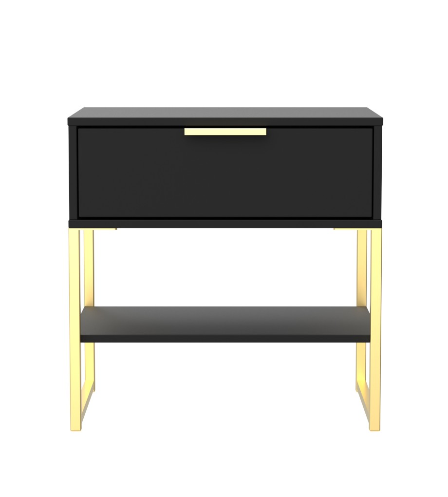 Diego 1 Drawer Midi Bedside Cabinet with Gold Frame Legs - Welcome Furniture