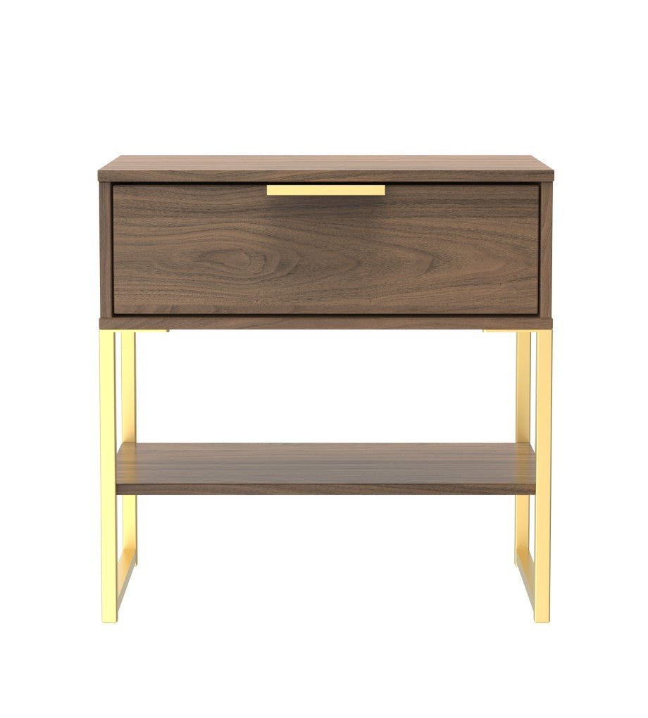 Diego 1 Drawer Midi Bedside Cabinet with Gold Frame Legs - Welcome Furniture