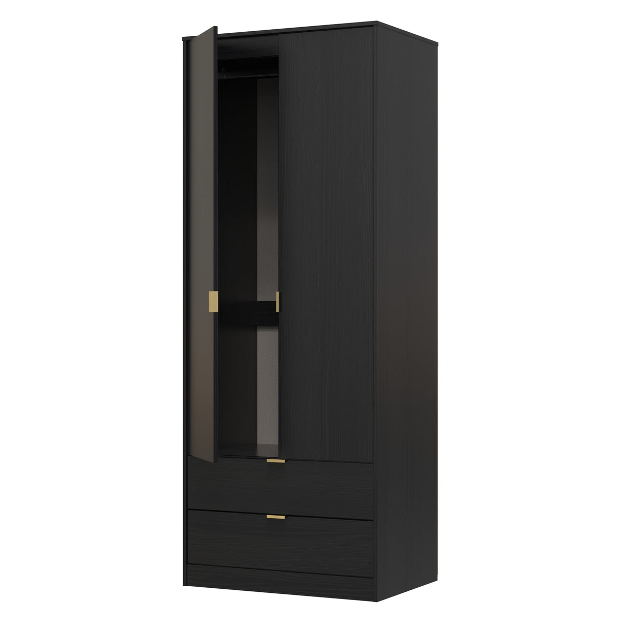 Diego 2 Door 2 Drawer Wardrobe with Gold Fittings - Welcome Furniture