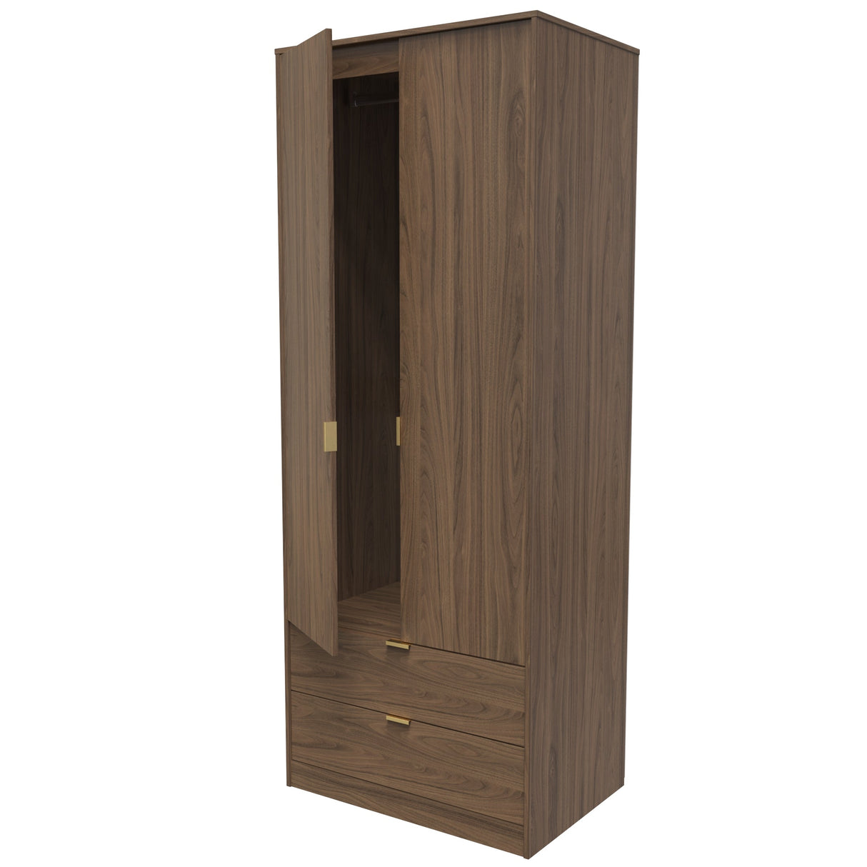 Diego 2 Door 2 Drawer Wardrobe with Gold Fittings - Welcome Furniture