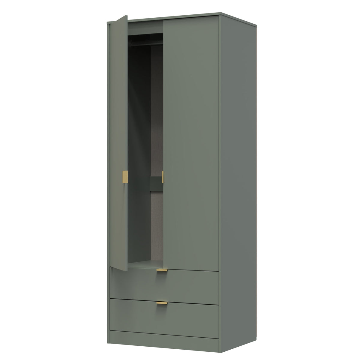Diego 2 Door 2 Drawer Wardrobe with Gold Fittings - Welcome Furniture