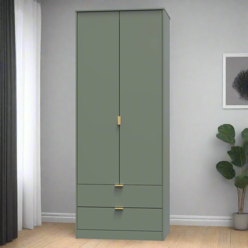 Diego 2 Door 2 Drawer Wardrobe with Gold Fittings - Welcome Furniture