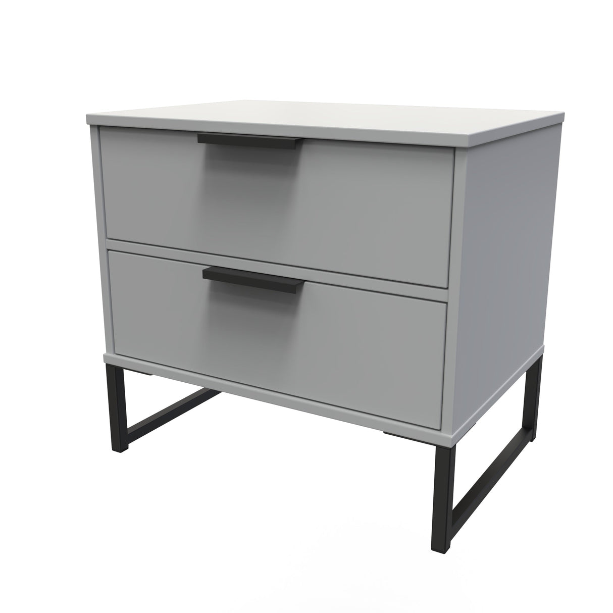 Diego 2 Drawer Midi Bedside Cabinet with Black Frame Legs - Welcome Furniture