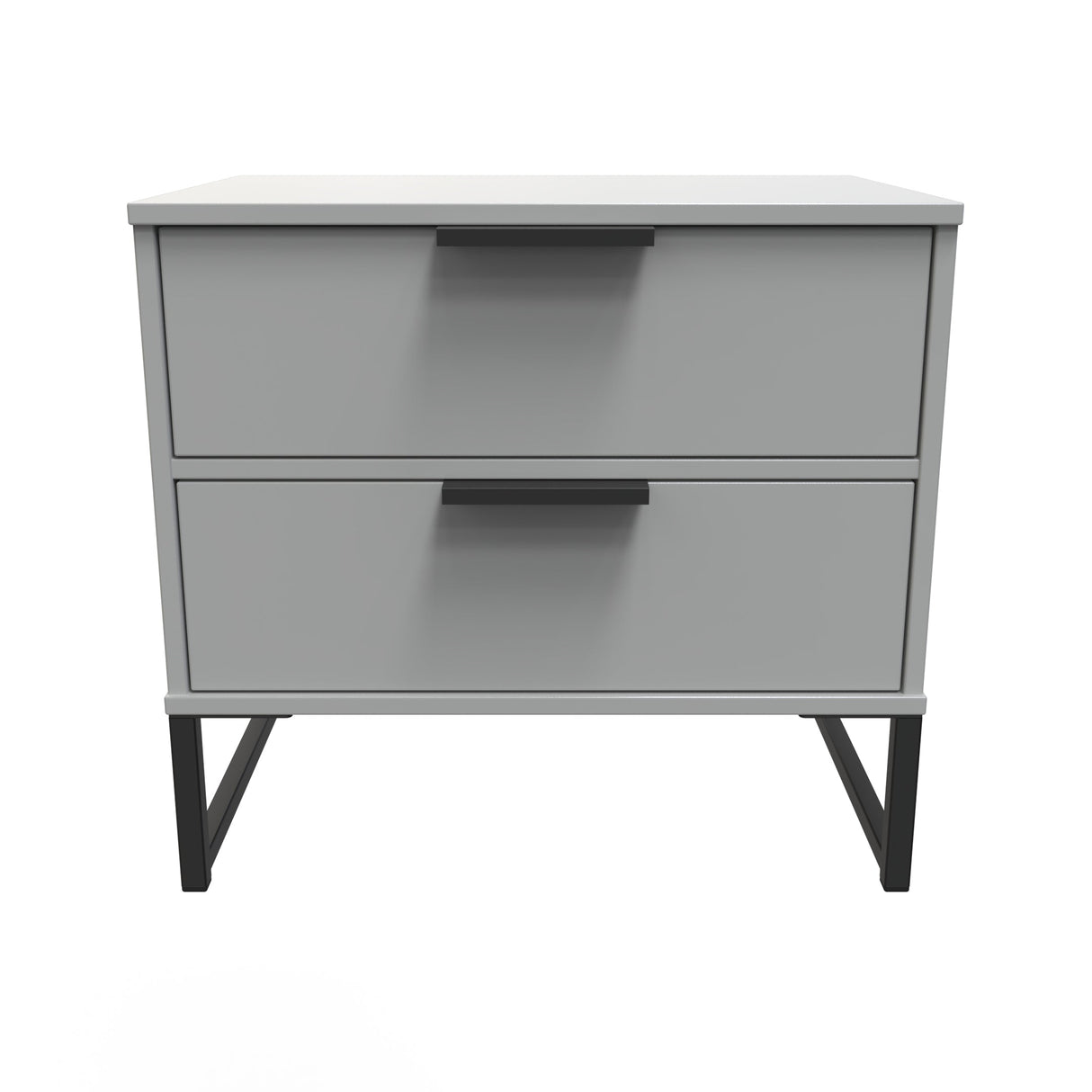 Diego 2 Drawer Midi Bedside Cabinet with Black Frame Legs - Welcome Furniture