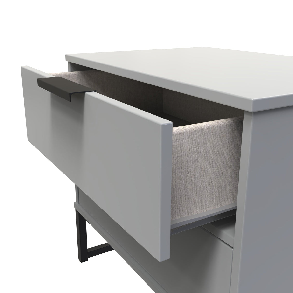 Diego 2 Drawer Midi Bedside Cabinet with Black Frame Legs - Welcome Furniture