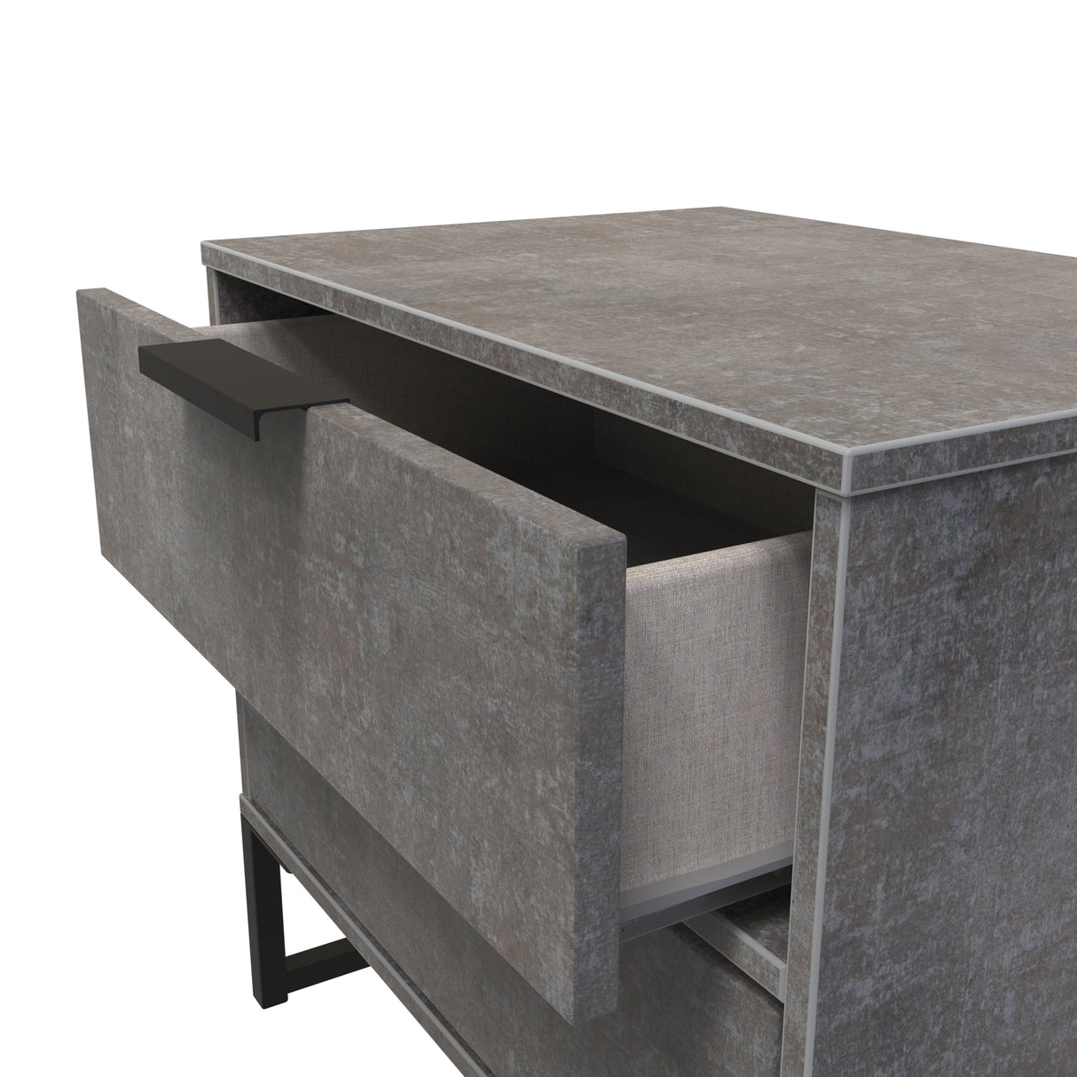 Diego 2 Drawer Midi Bedside Cabinet with Black Frame Legs - Welcome Furniture