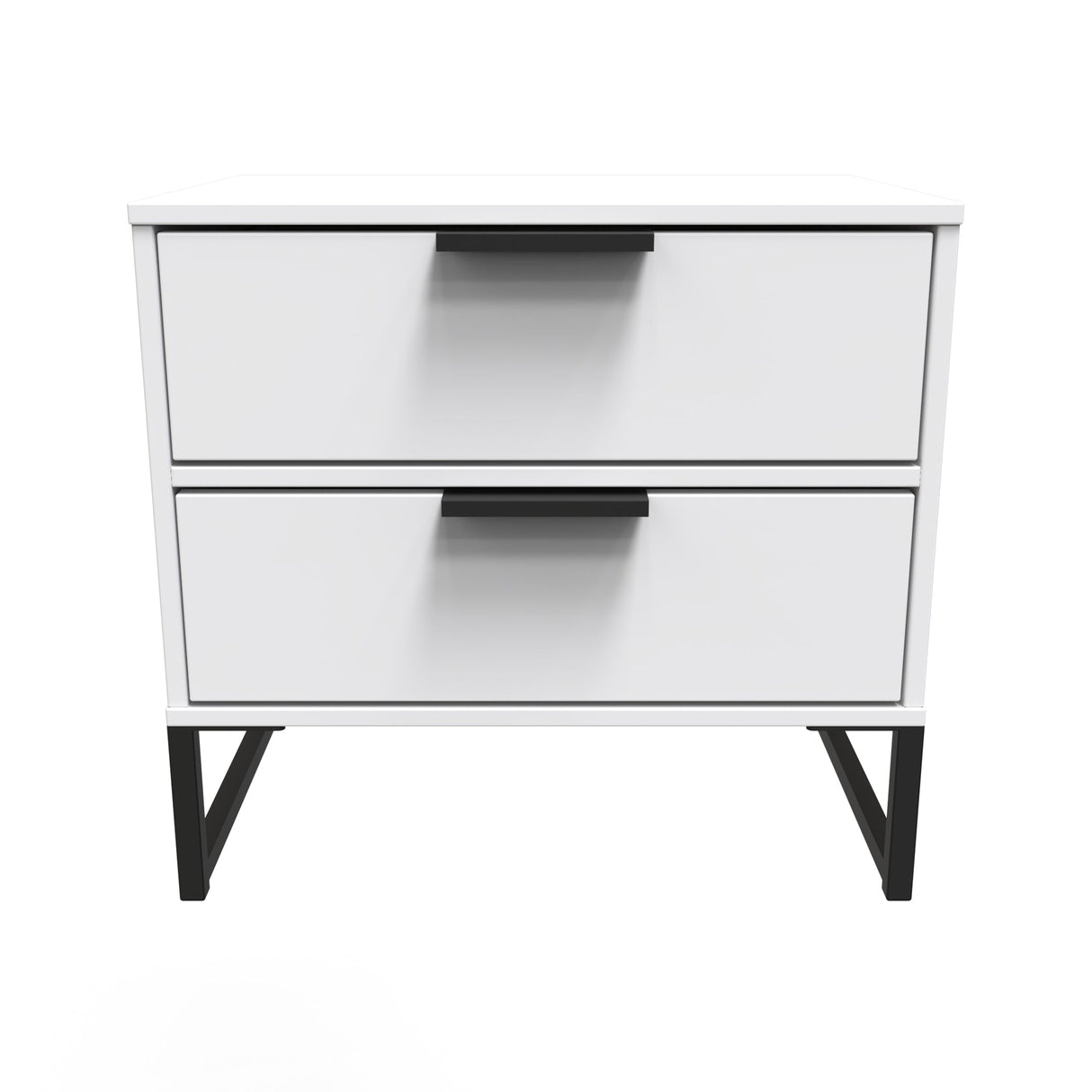 Diego 2 Drawer Midi Bedside Cabinet with Black Frame Legs - Welcome Furniture