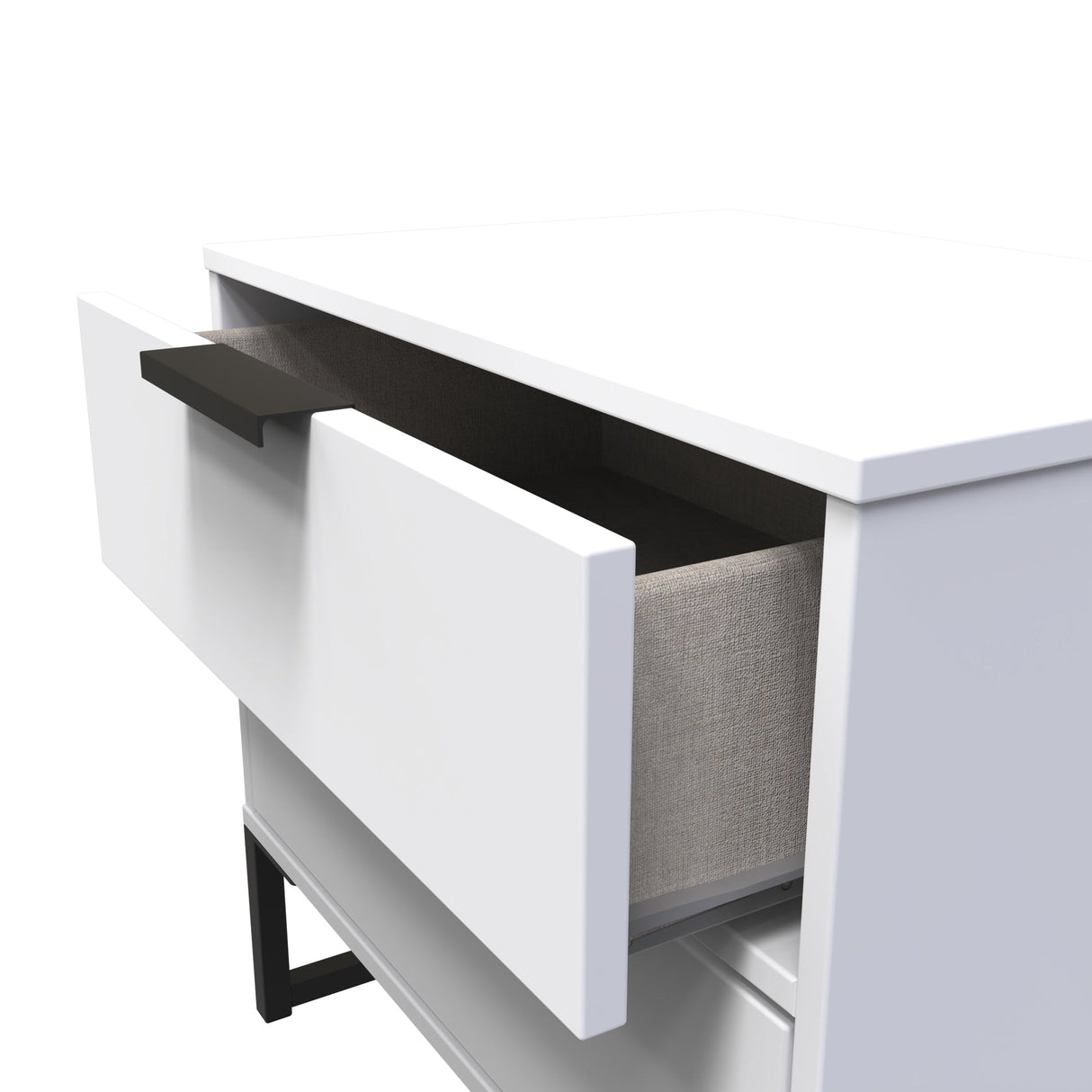 Diego 2 Drawer Midi Bedside Cabinet with Black Frame Legs - Welcome Furniture