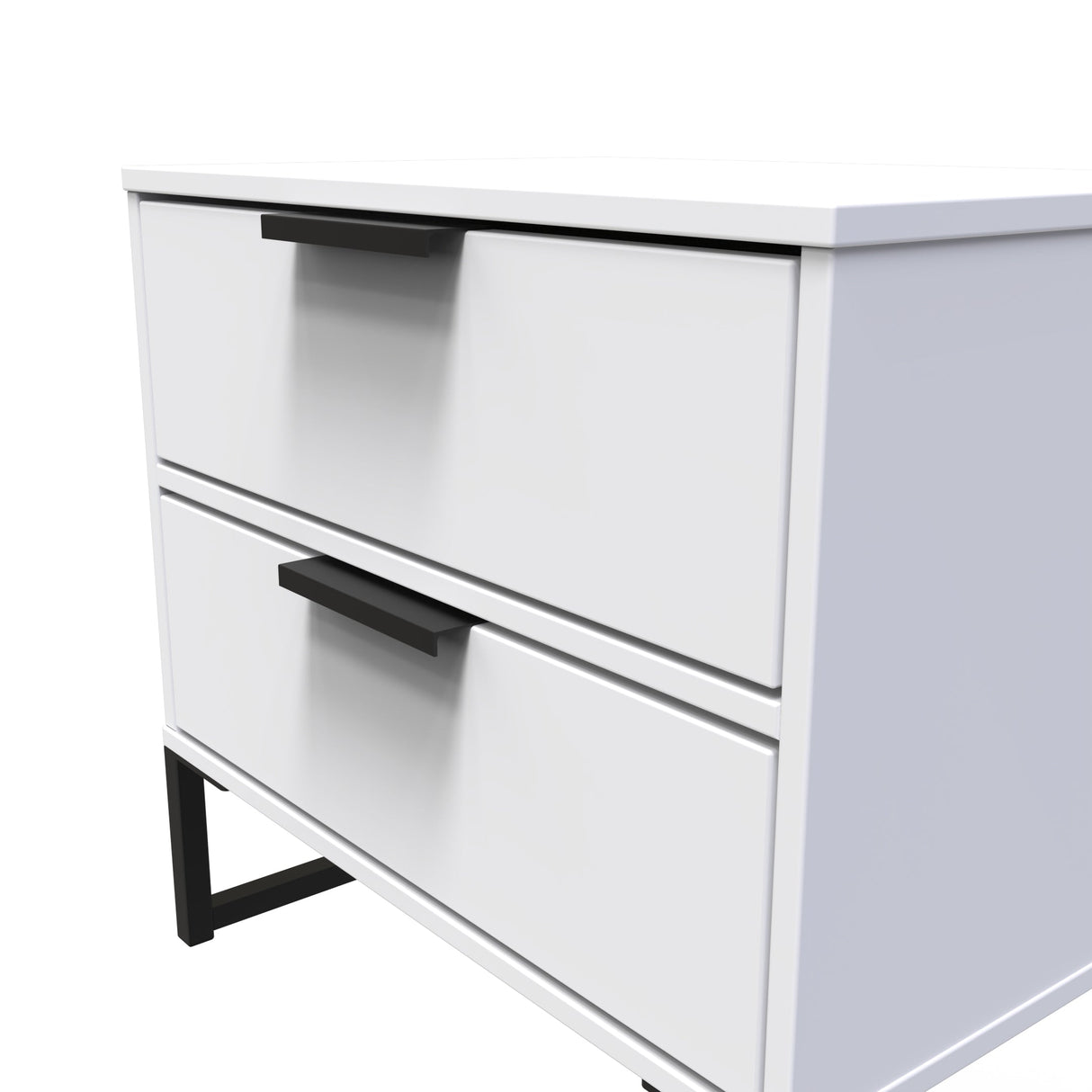 Diego 2 Drawer Midi Bedside Cabinet with Black Frame Legs - Welcome Furniture