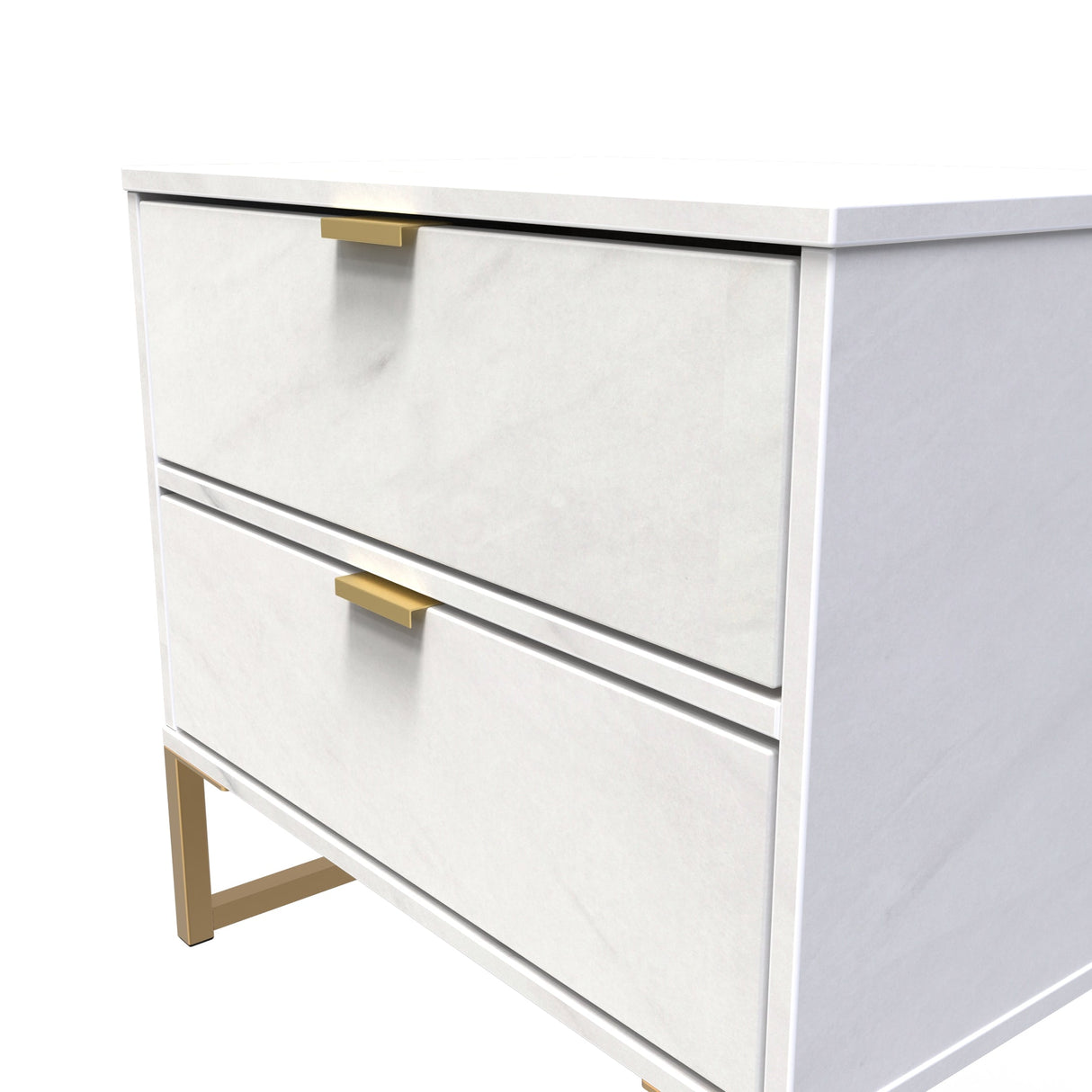 Diego 2 Drawer Midi Bedside Cabinet with Gold Frame Legs - Welcome Furniture