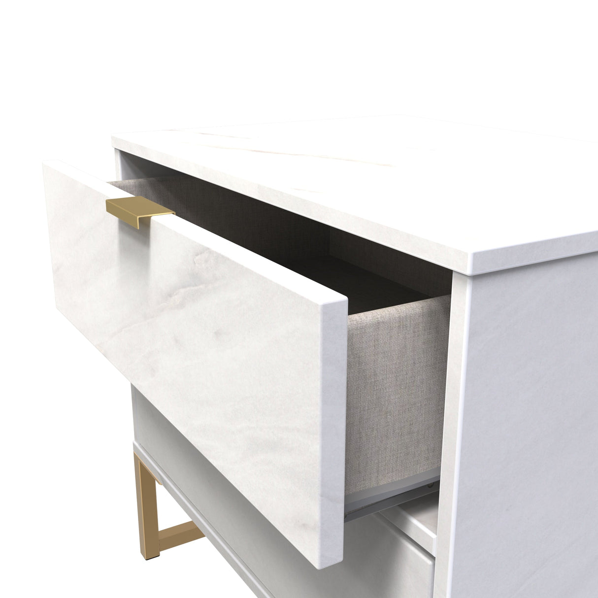 Diego 2 Drawer Midi Bedside Cabinet with Gold Frame Legs - Welcome Furniture