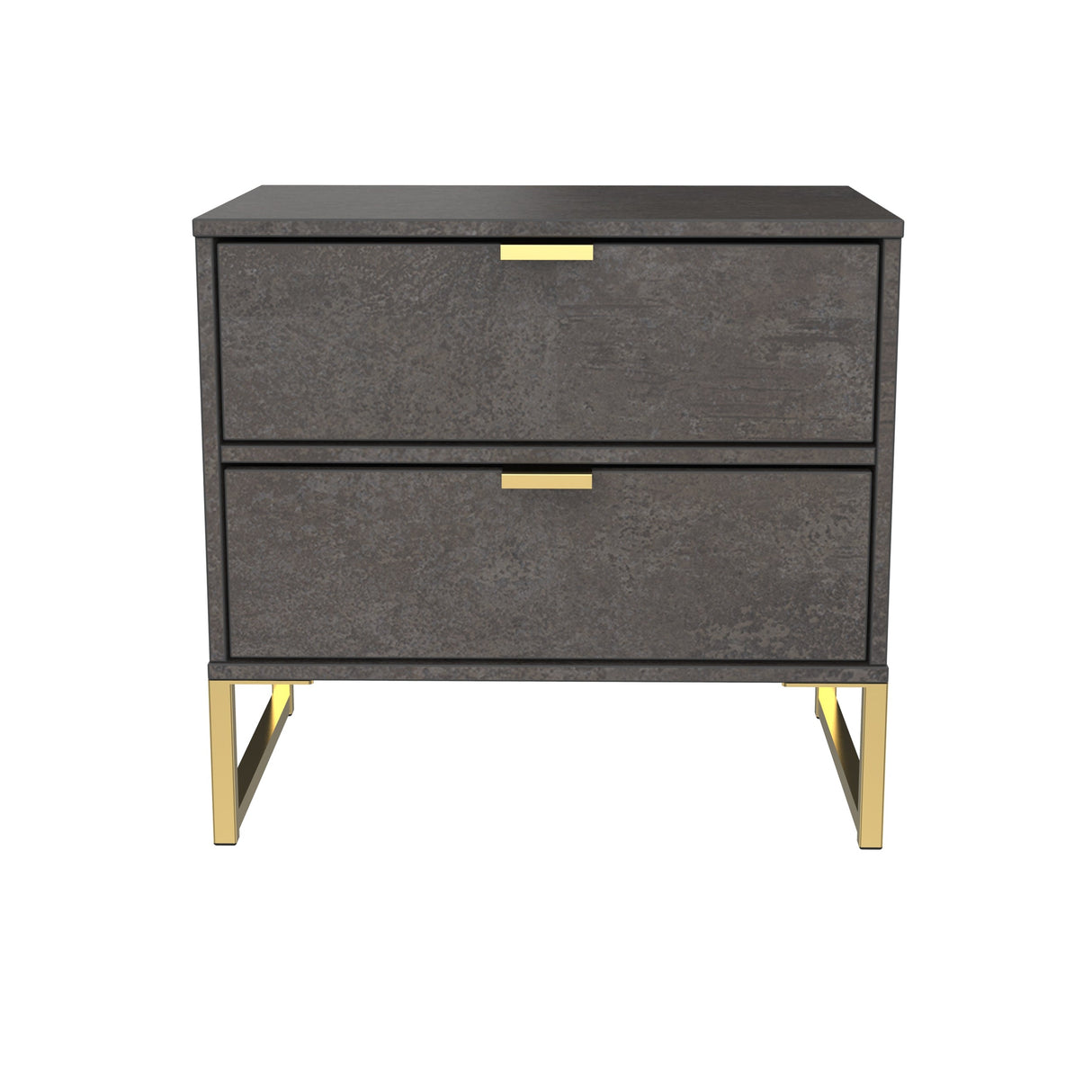 Diego 2 Drawer Midi Bedside Cabinet with Gold Frame Legs - Welcome Furniture