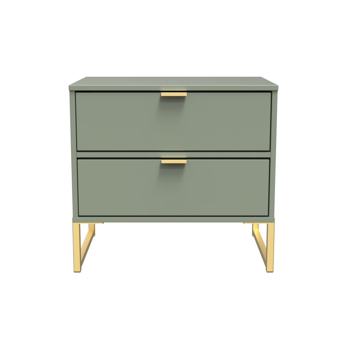 Diego 2 Drawer Midi Bedside Cabinet with Gold Frame Legs - Welcome Furniture