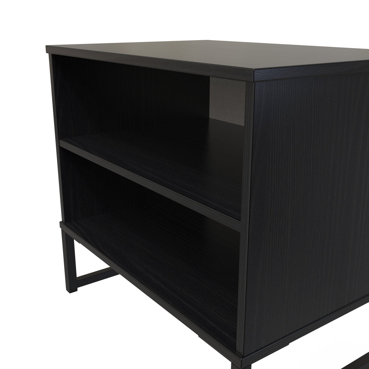 Diego Double Open Midi Bedside Cabinet with Black Frame Legs - Welcome Furniture