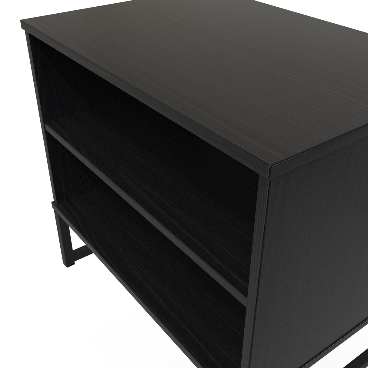 Diego Double Open Midi Bedside Cabinet with Black Frame Legs - Welcome Furniture