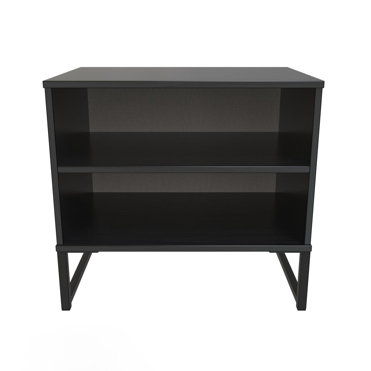 Diego Double Open Midi Bedside Cabinet with Black Frame Legs - Welcome Furniture