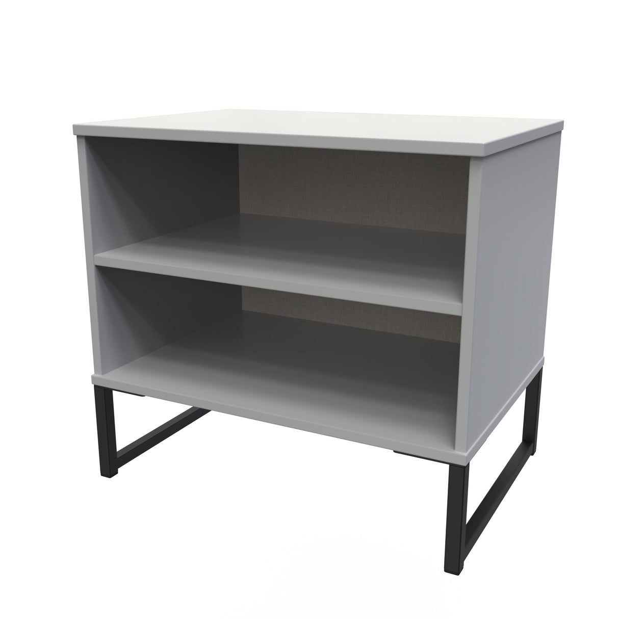 Diego Double Open Midi Bedside Cabinet with Black Frame Legs - Welcome Furniture