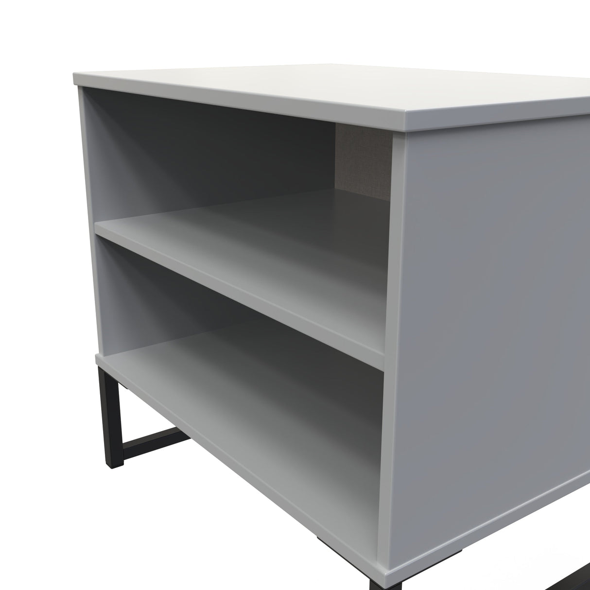 Diego Double Open Midi Bedside Cabinet with Black Frame Legs - Welcome Furniture