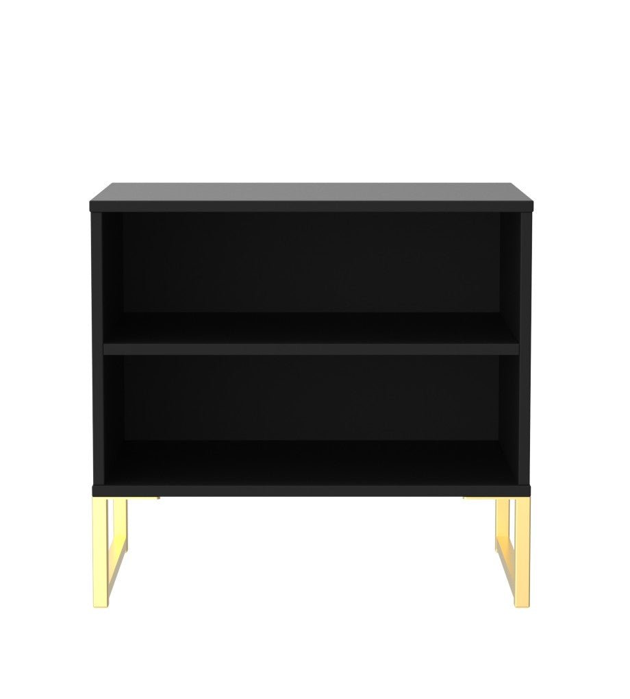 Diego Double Open Midi Bedside Cabinet with Gold Frame Legs - Welcome Furniture