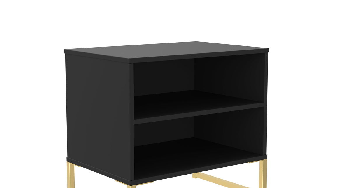 Diego Double Open Midi Bedside Cabinet with Gold Frame Legs - Welcome Furniture