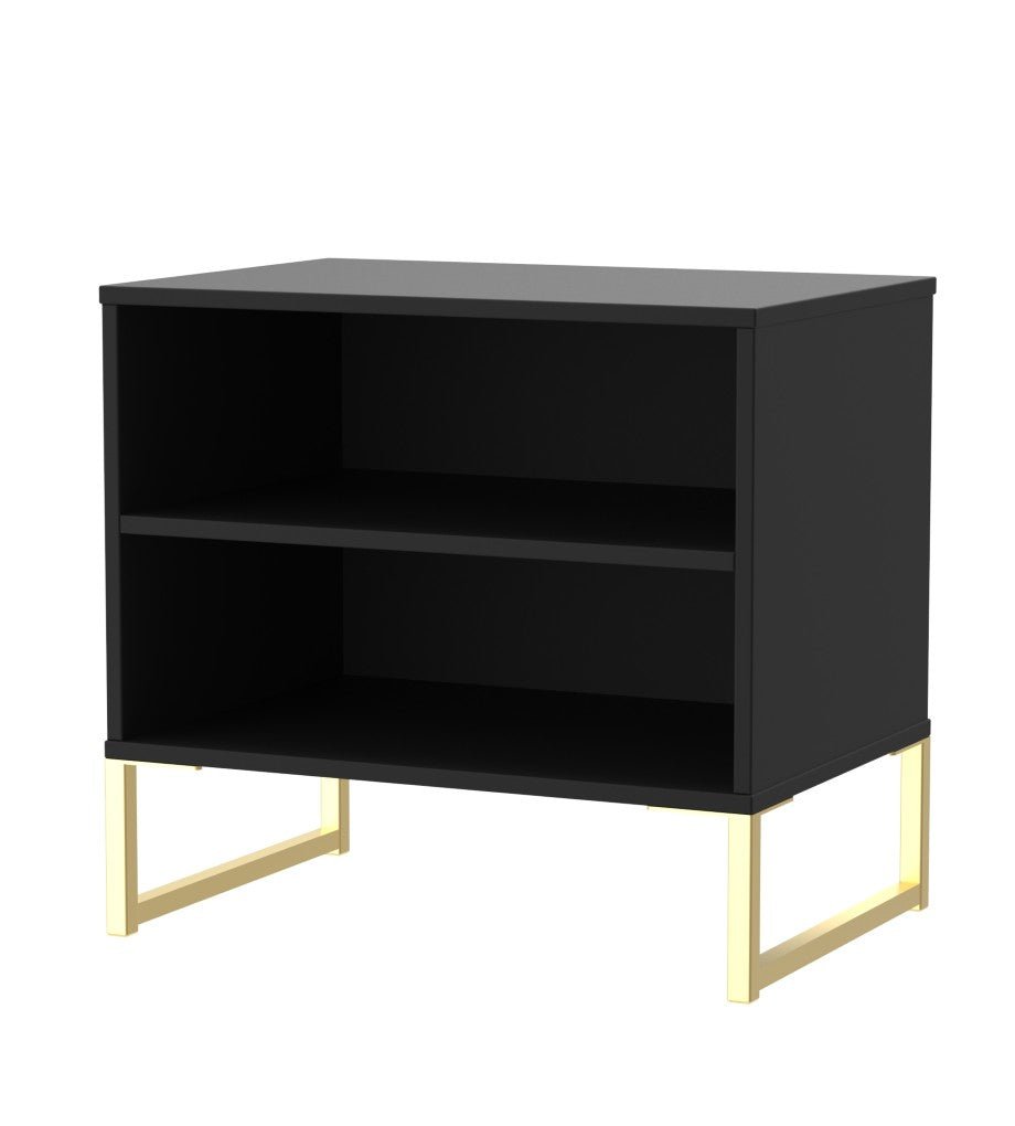 Diego Double Open Midi Bedside Cabinet with Gold Frame Legs - Welcome Furniture