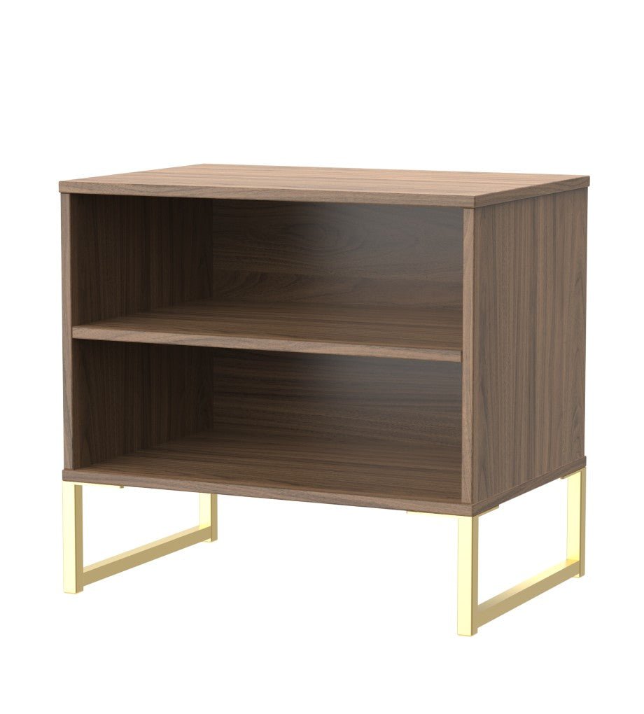 Diego Double Open Midi Bedside Cabinet with Gold Frame Legs - Welcome Furniture