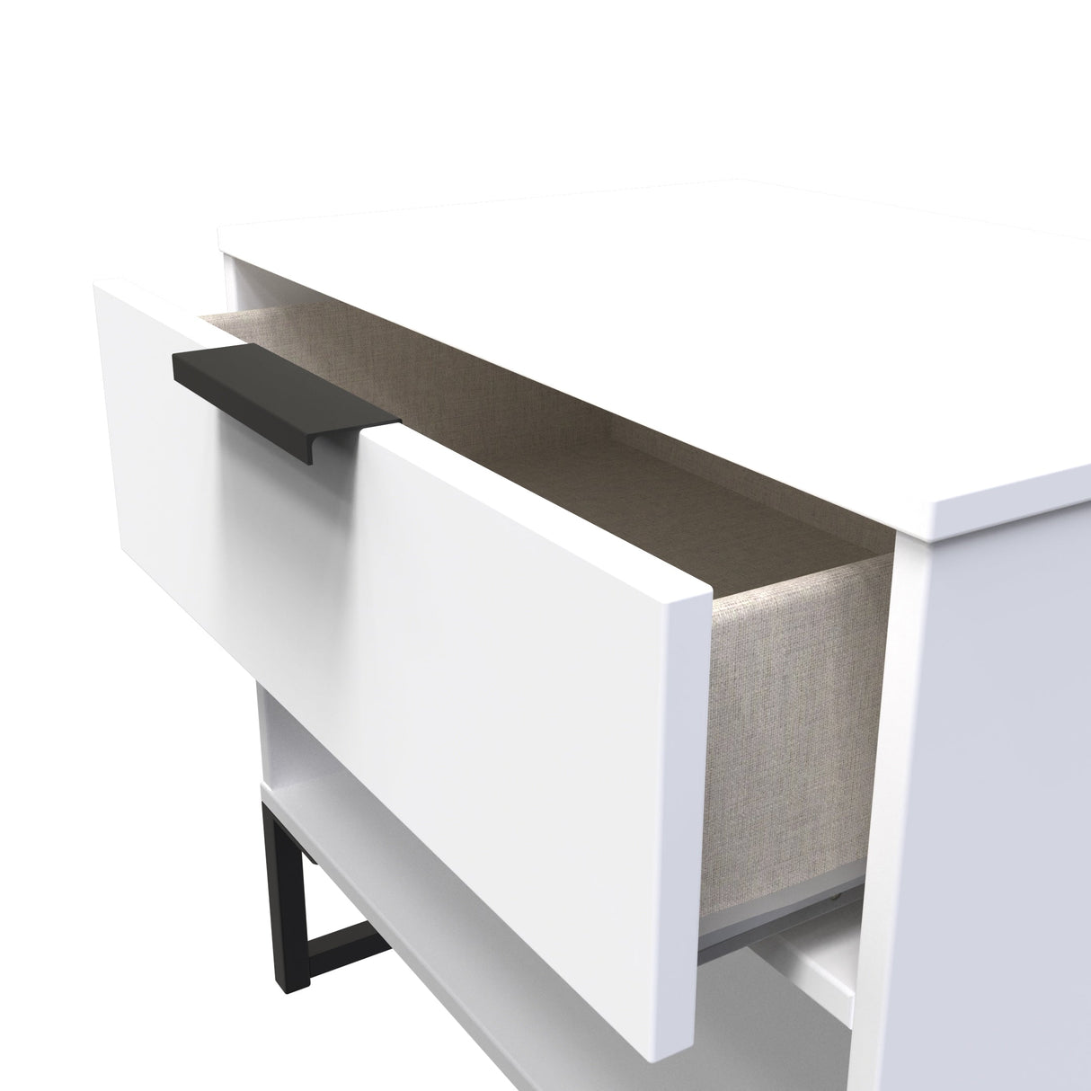 Diego Midi Bedside with Drawer & Black Legs - Welcome Furniture