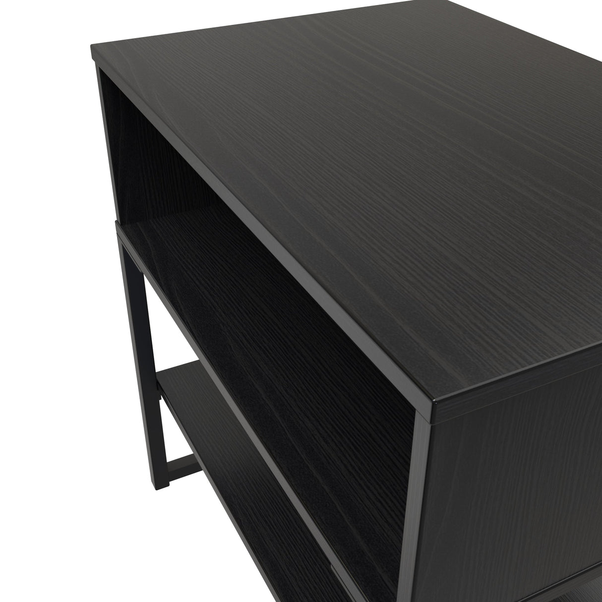 Diego Single Open Midi Bedside Cabinet with Black Frame Legs - Welcome Furniture