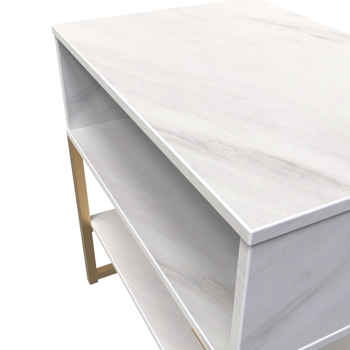Diego Single Open Midi Bedside Cabinet with Gold Frame Legs - Welcome Furniture