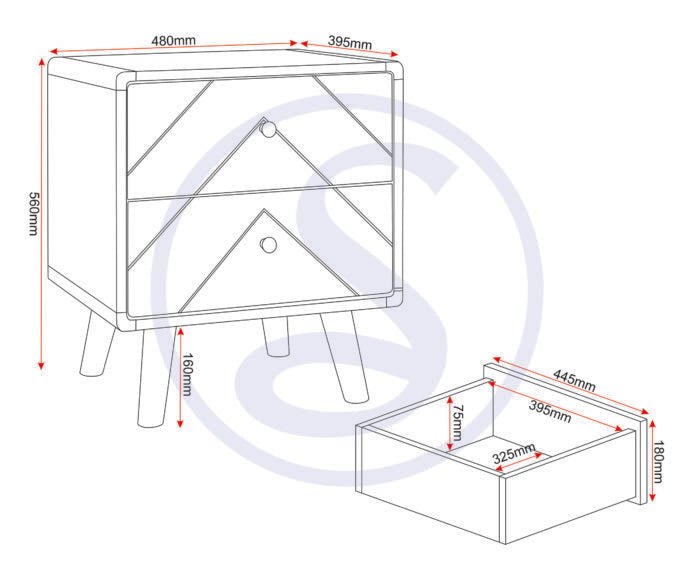Dixie 2 Door Wardrobe 3 Piece Bedroom Set - Seconique