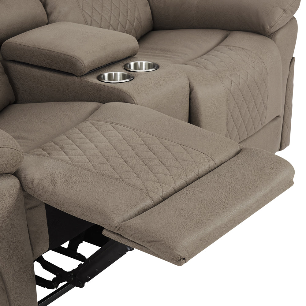 Doran Air Leather Console Manual Recliner 2 Seater Sofa - TGC