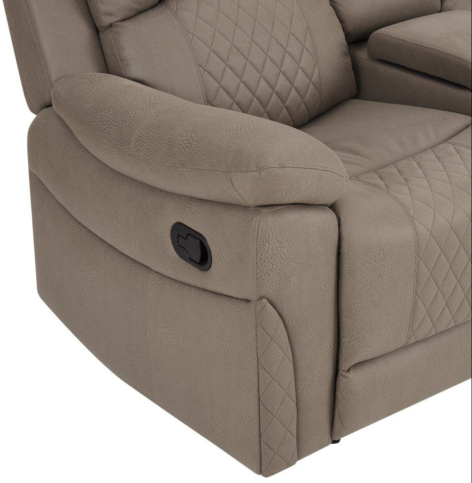 Doran Air Leather Console Manual Recliner 3 Seater Sofa - TGC