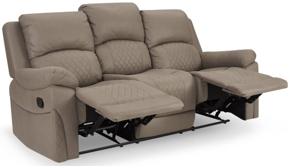 Doran Air Leather Console Manual Recliner 3 Seater Sofa - TGC