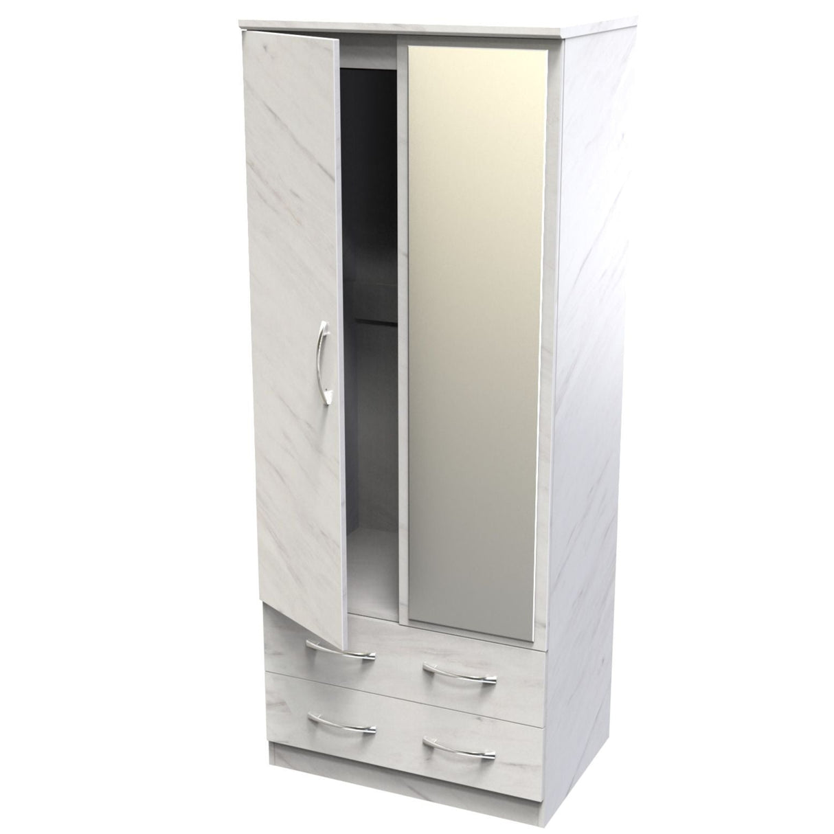 Avon Mirrored 2 Drawer 2 Door Double Wardrobe