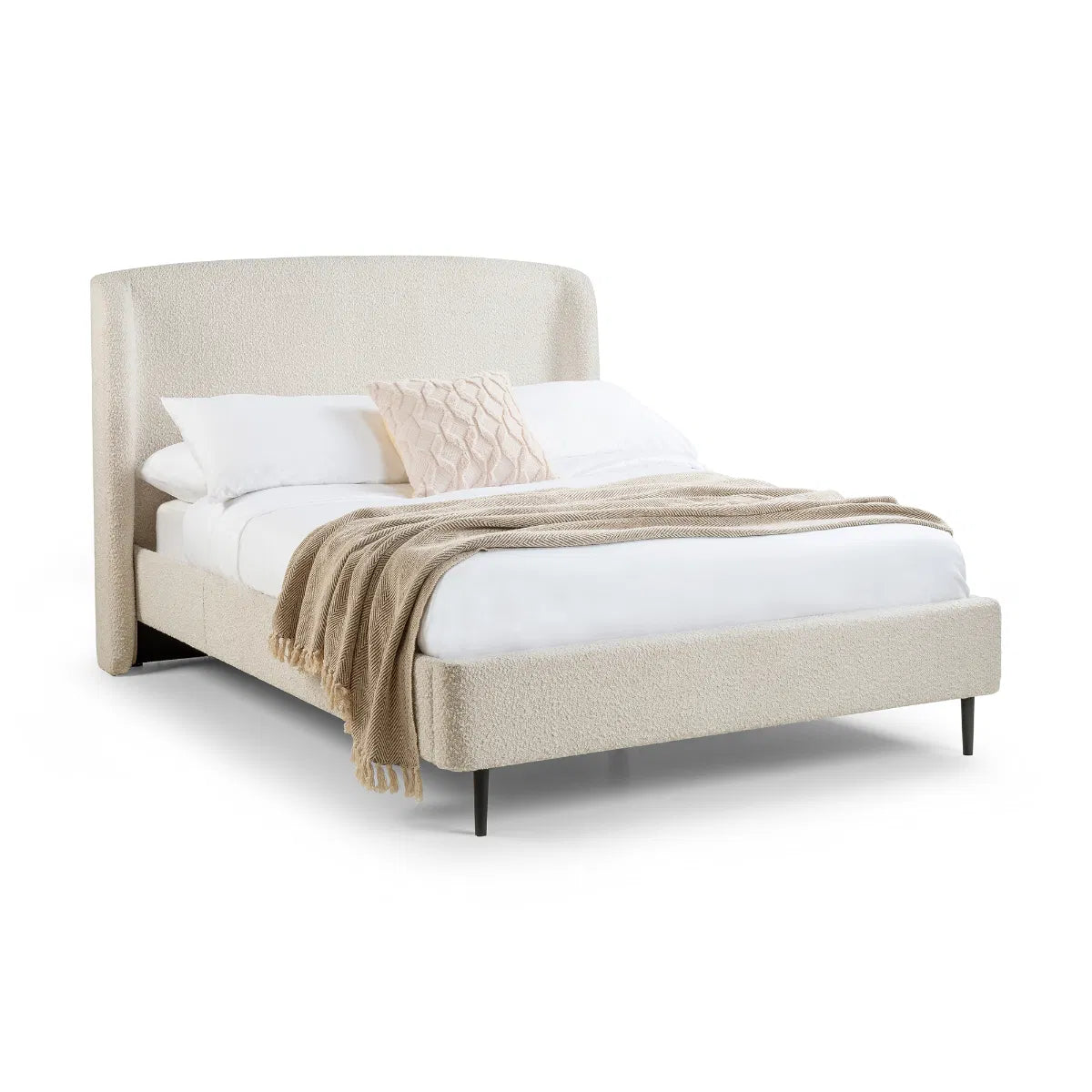 Eden Boucle Bed Frame with Curved Headboard - Julian Bowen