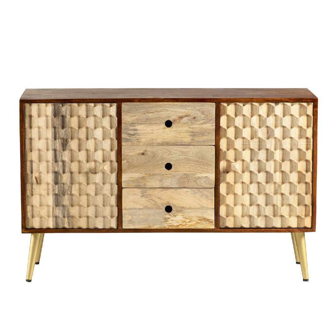 Edison 2 Door 3 Drawer Sideboard with Gold Legs - Indian Hub