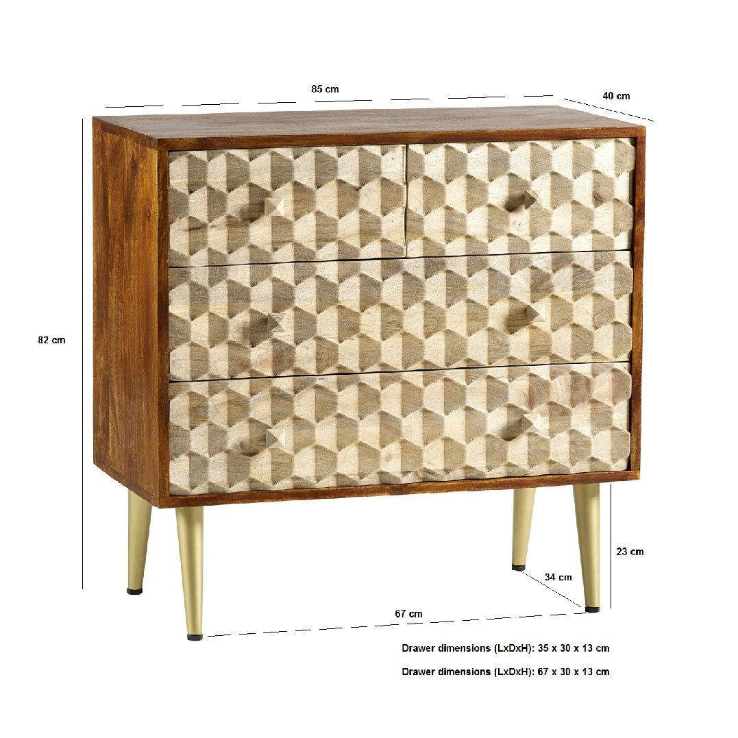 Edison 4 Drawer Chest with Gold Legs - Indian Hub