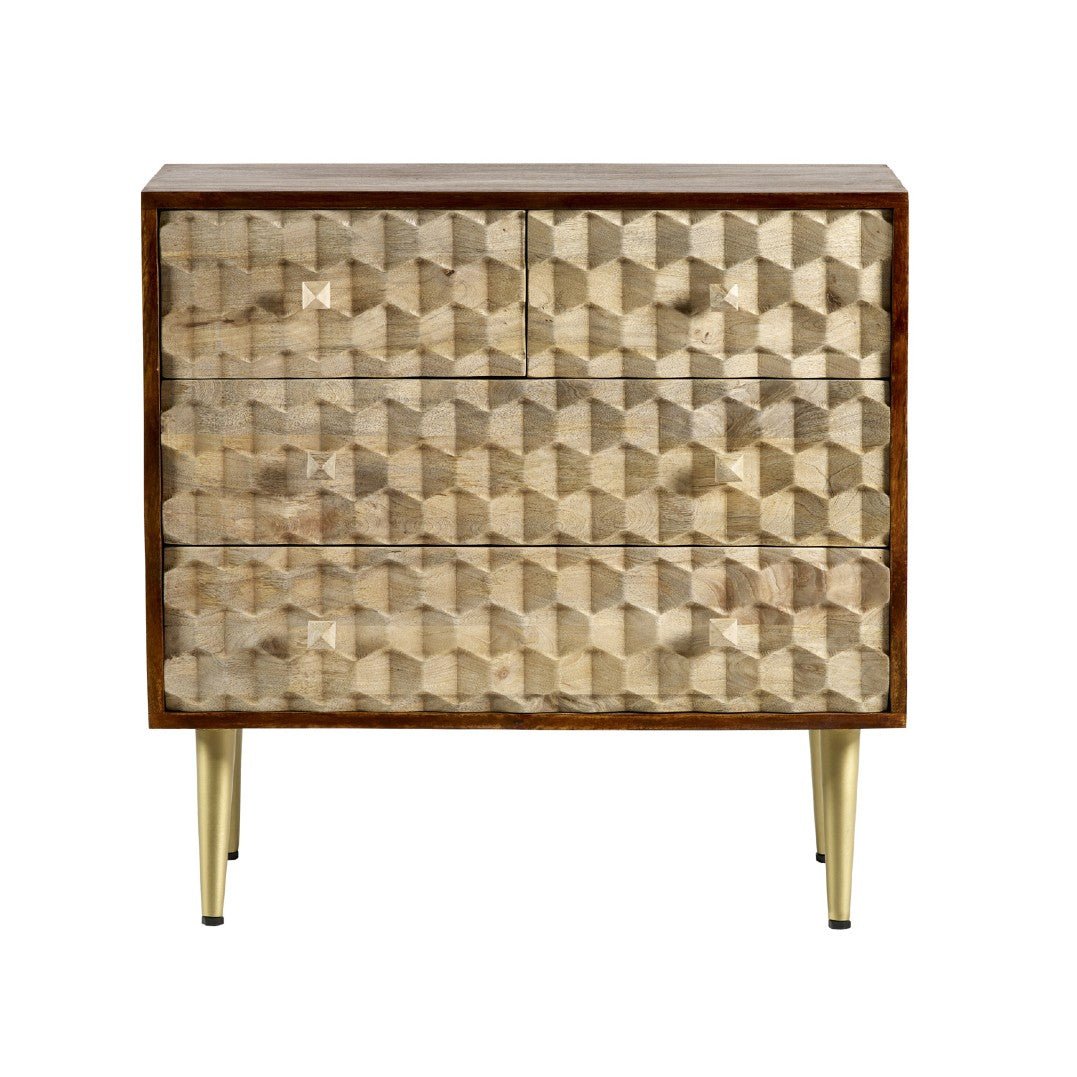 Edison 4 Drawer Chest with Gold Legs - Indian Hub