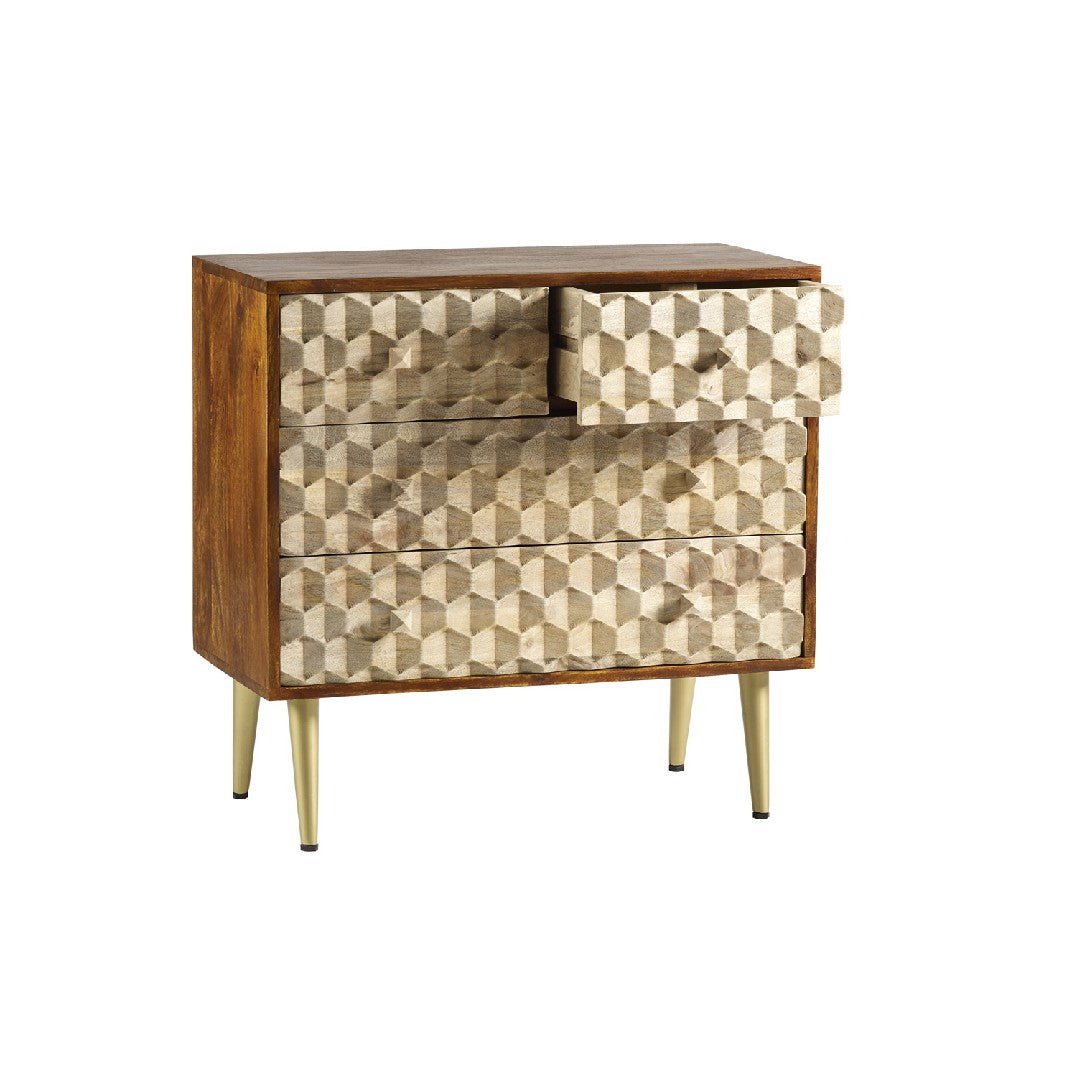 Edison 4 Drawer Chest with Gold Legs - Indian Hub