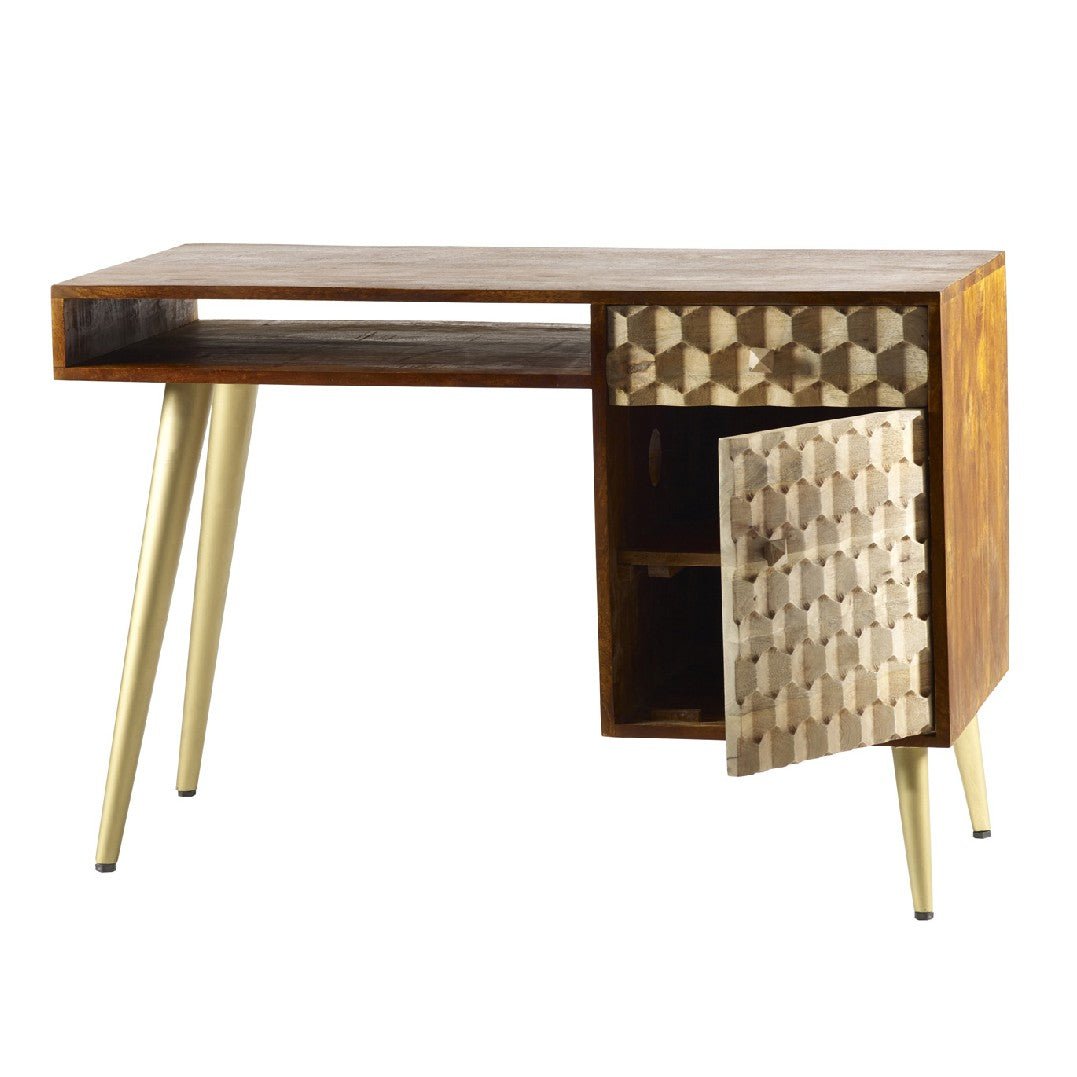 Edison Desk with Gold Legs - Indian Hub
