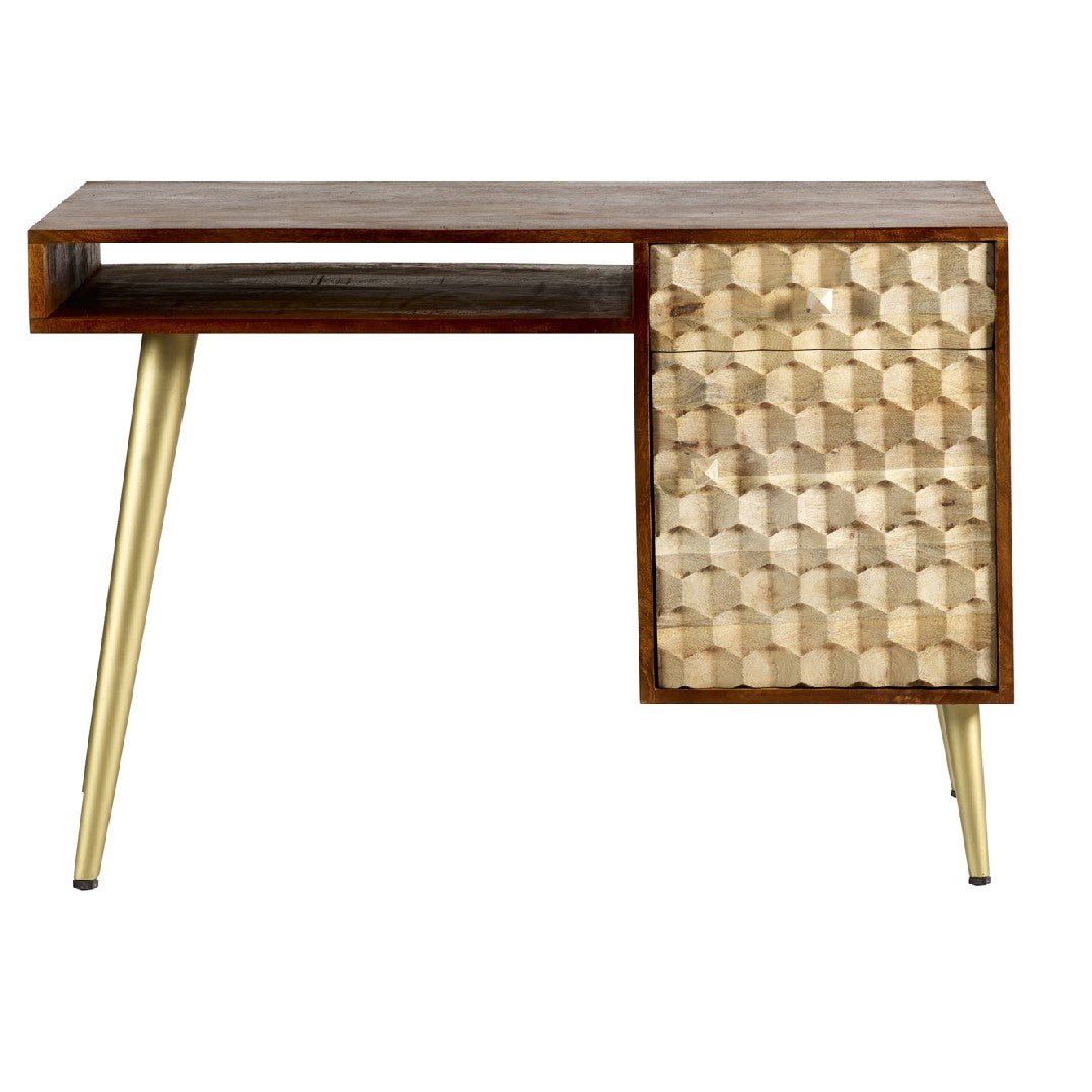 Edison Desk with Gold Legs - Indian Hub