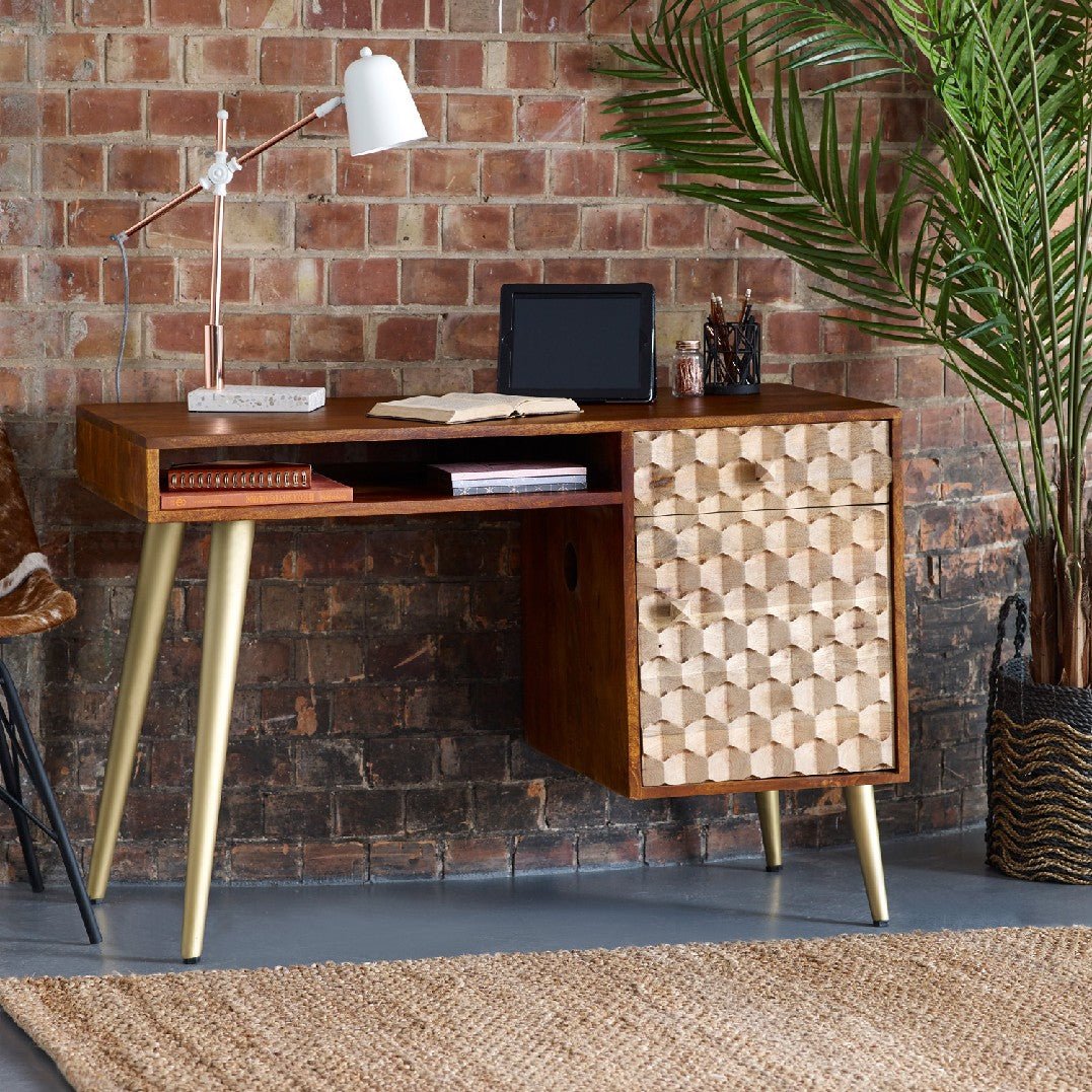 Edison Desk with Gold Legs - Indian Hub