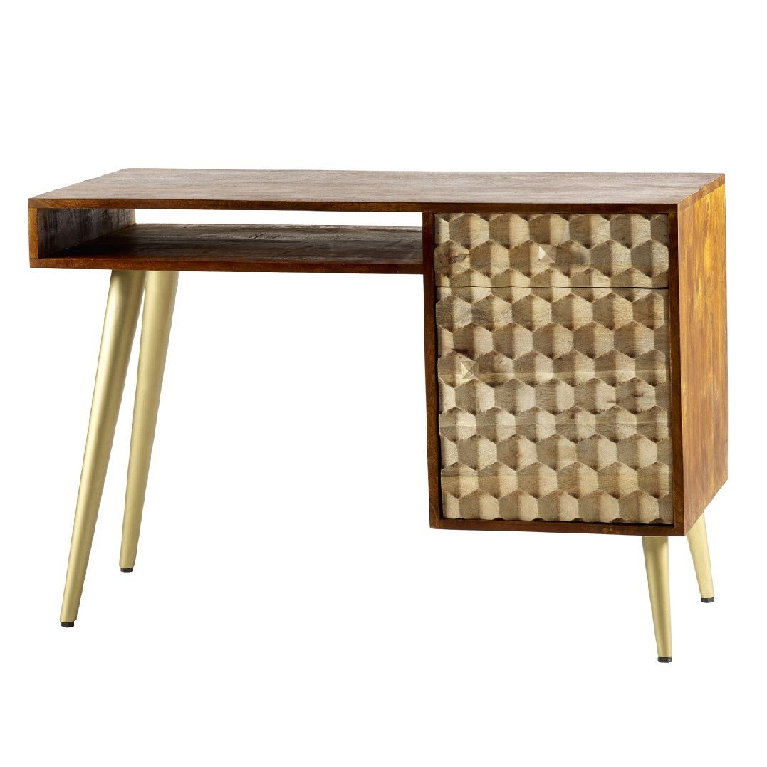 Edison Desk with Gold Legs - Indian Hub